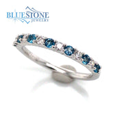 14K White Gold London Blue Topaz and Diamond Ring